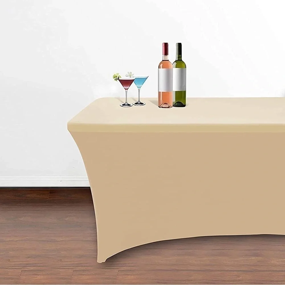 Party Time Table Cover Champagne 4ft Stretch Spandex Reusable Graduation Party